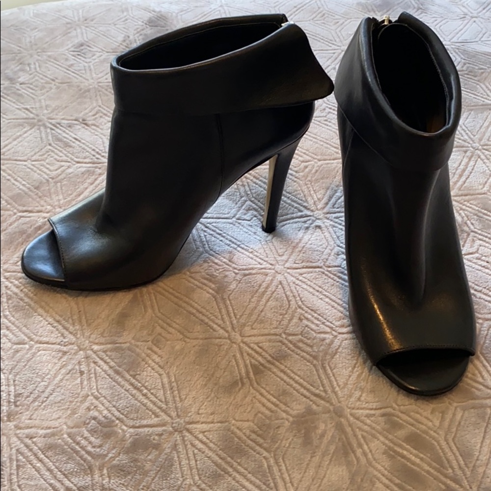 Ivanka Trump Black Leather peep toe heels